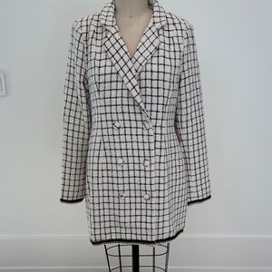 Women's Black and Cream Checkered Dress